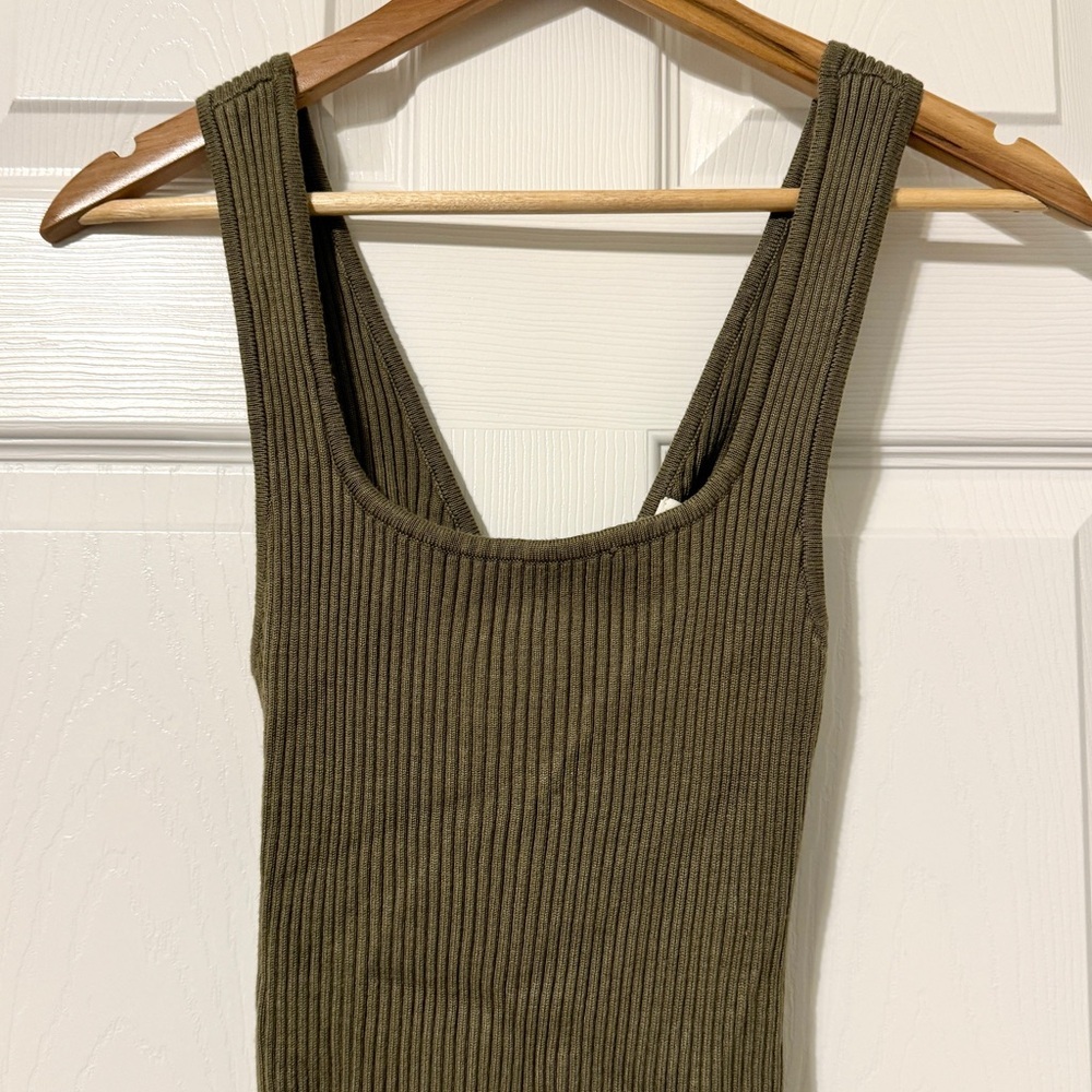 Abercrombie & Fitch Reversible Knit Ribbed Mini Dress Size Small Green Sweater - Picture 4 of 8